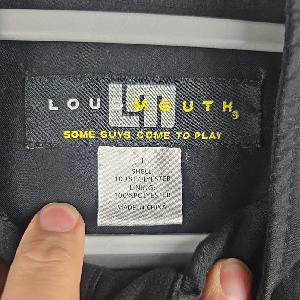 LoudMouth LM Golf Jacket Mens Large Black 1/4 Zip PullOver Net Liner Cinch Waist